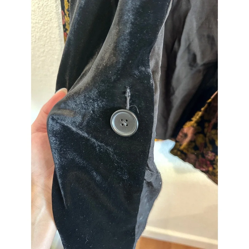 Free People We The Free Floral Velvet Blazer Black Gold Womens XS - Picture 6 of 9